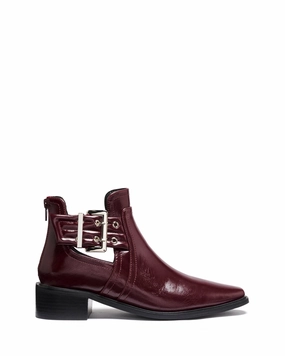 Essential Footwear Baylee Ankle Boot Bordeaux Crinkle Patent