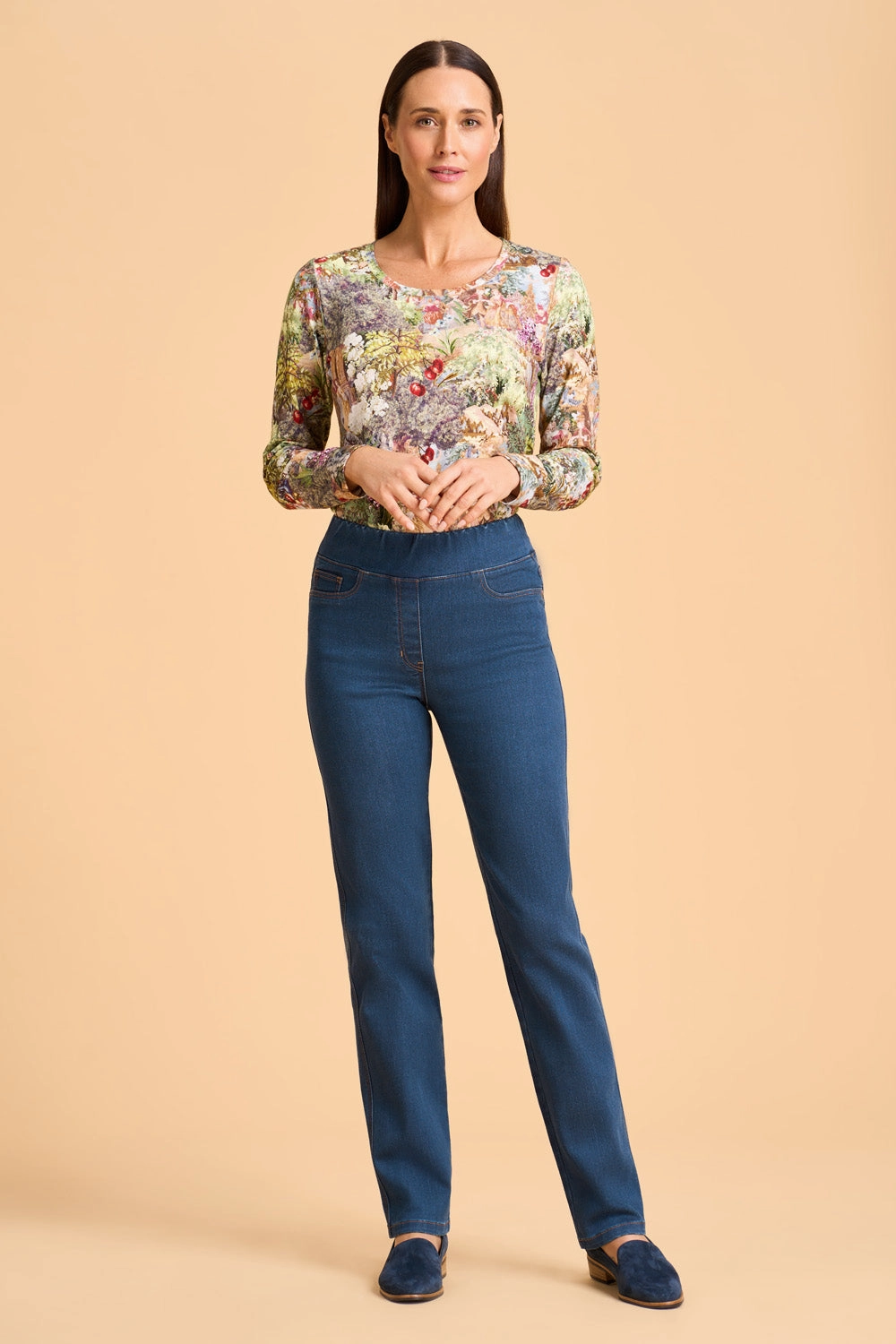 Bengajean? Straight Cashmere Feel - Stone Wash Denim Flat Lock Stitching