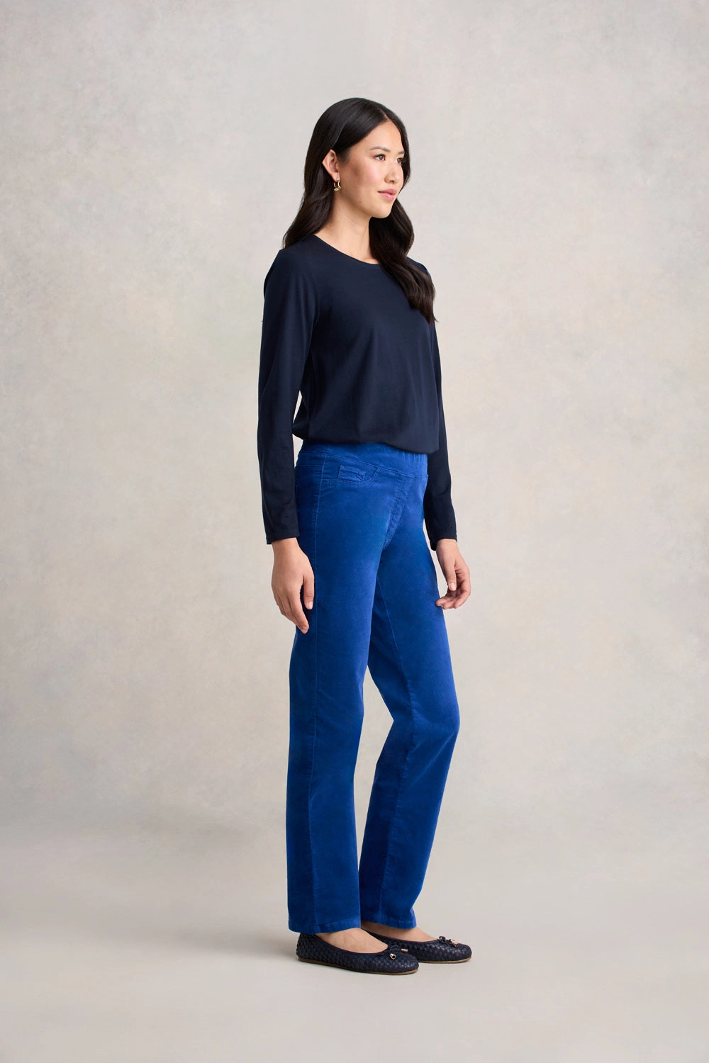 Smart Casual Spring Mood Formal Modern Winter Warmth Loose Bengajean? Velvet Straight Leg - Prussian Blue