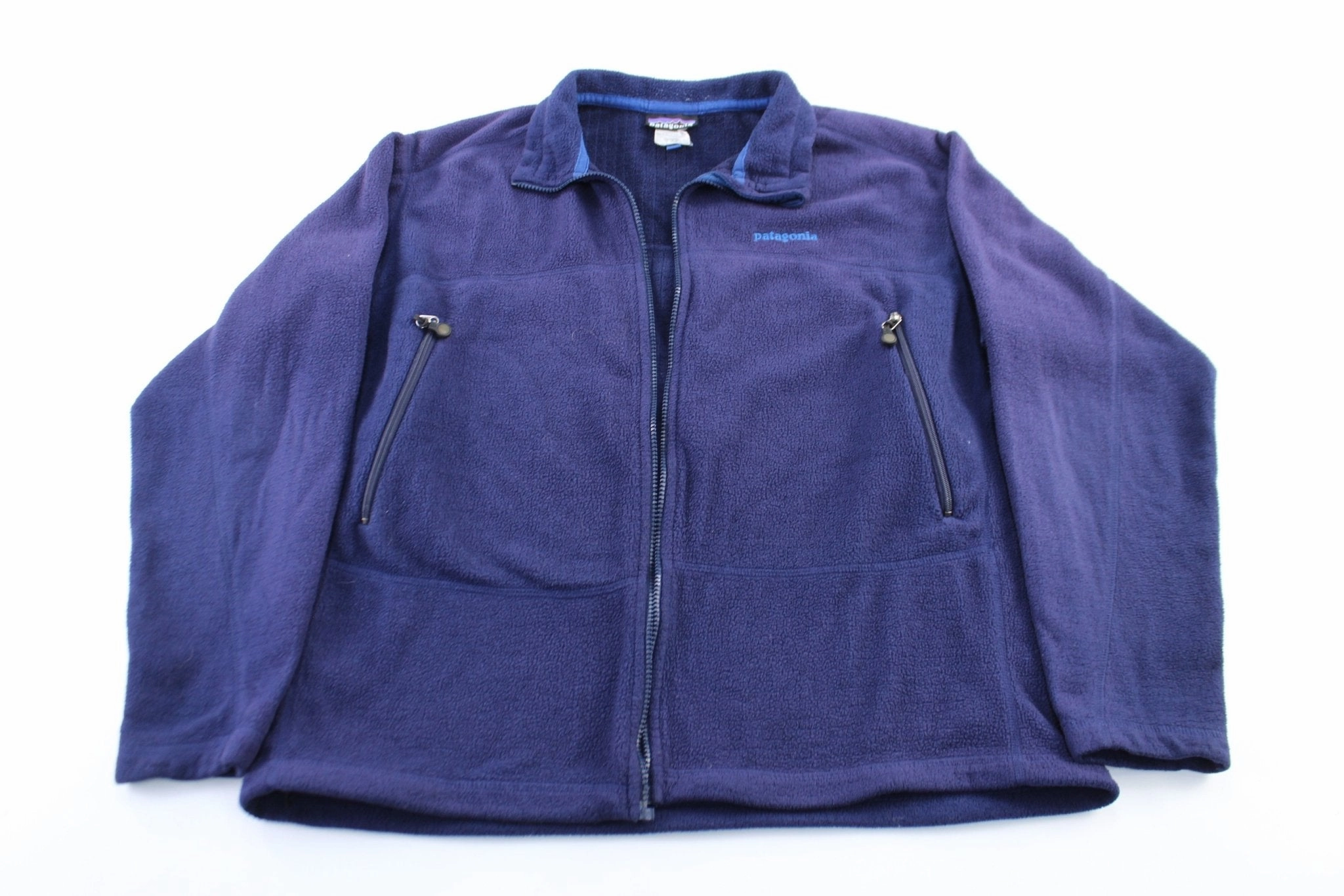 Patagonia Logo Patch Blue Fleece Zip Up Jacket Multipurpose Utility
