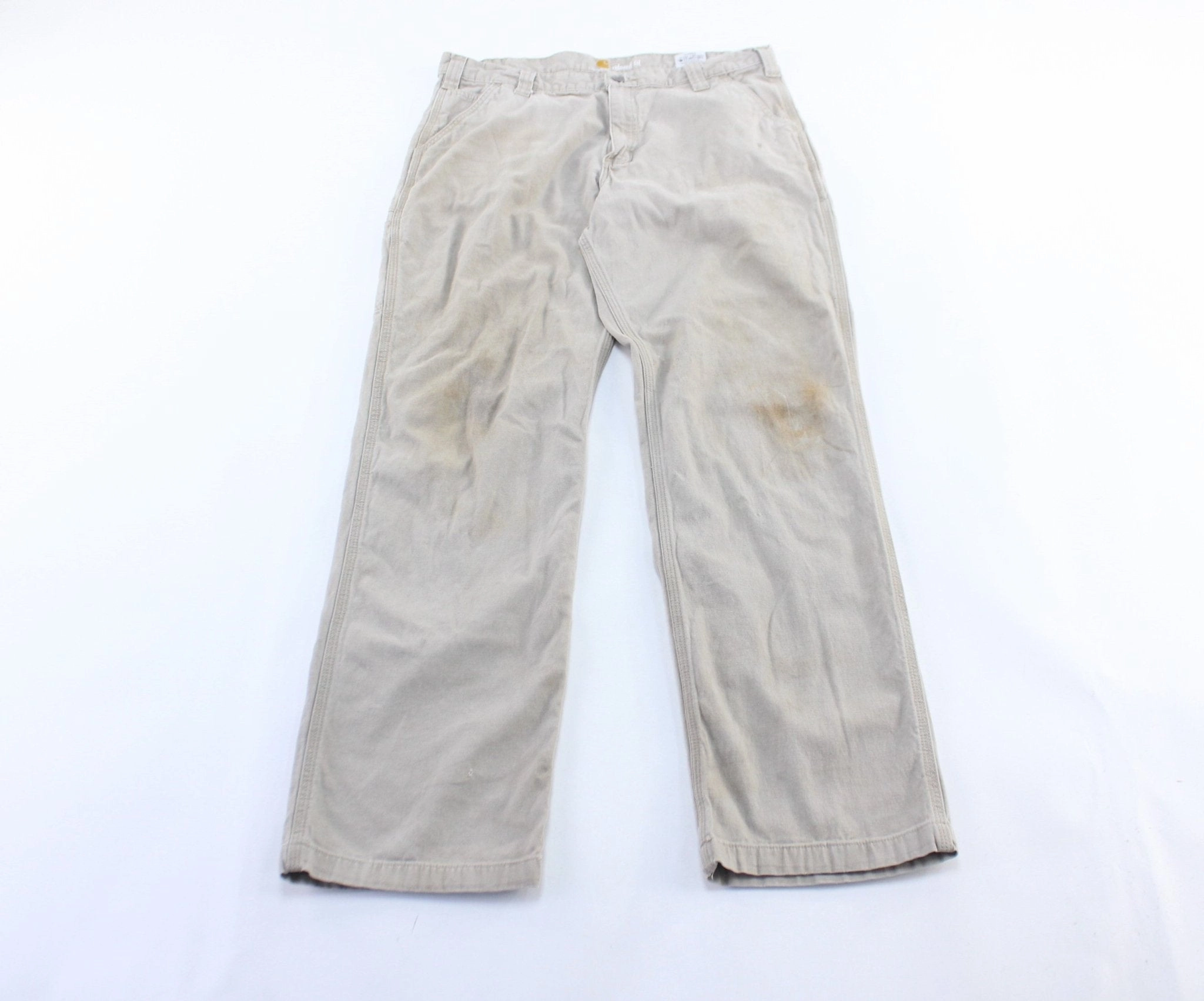 Carhartt Logo Patch Light Beige Pants BreathableMeshLining Rest Easy
