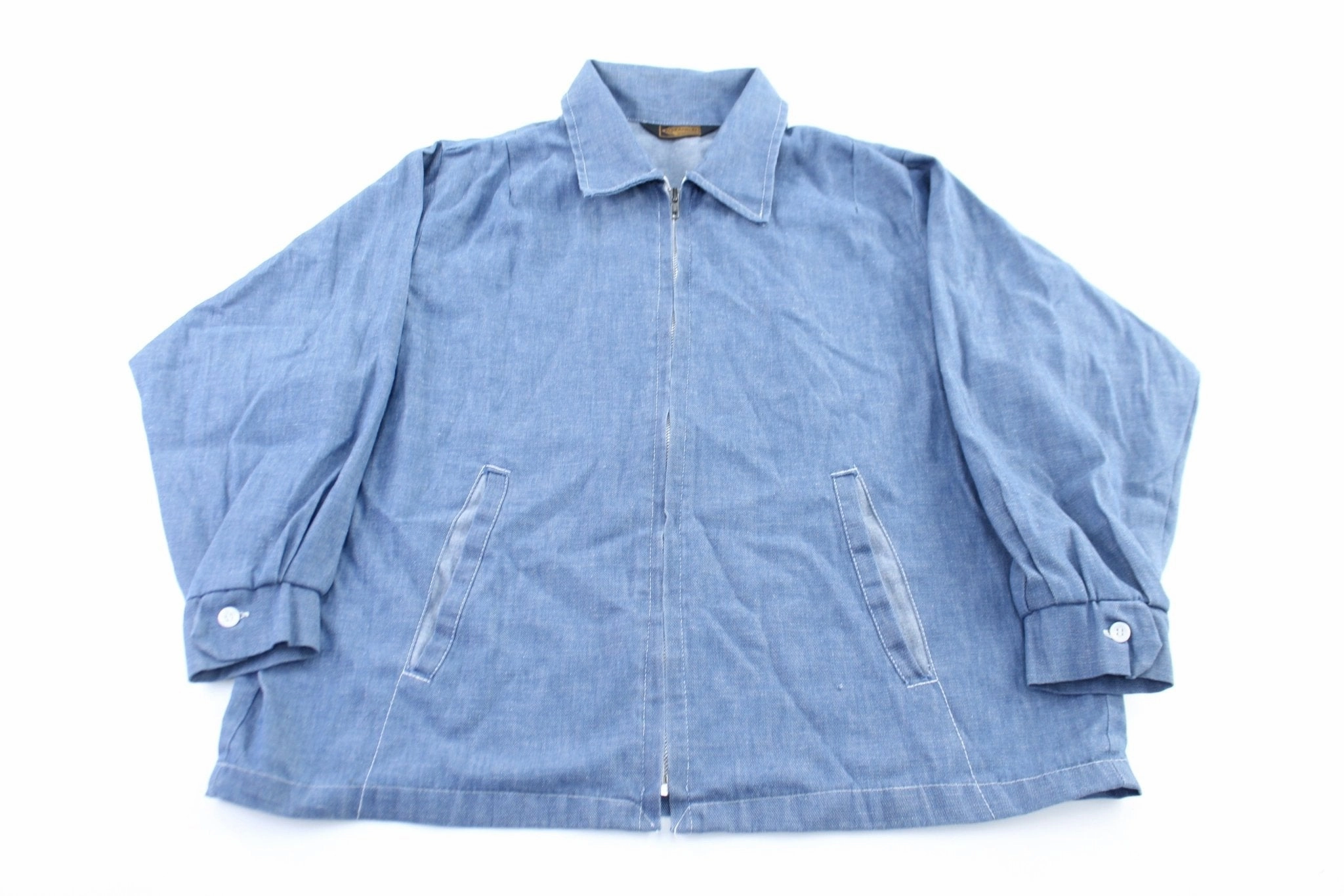 80's K-Brand Blue Zip Up Jacket Chilly Day Wear suitable for casual sports