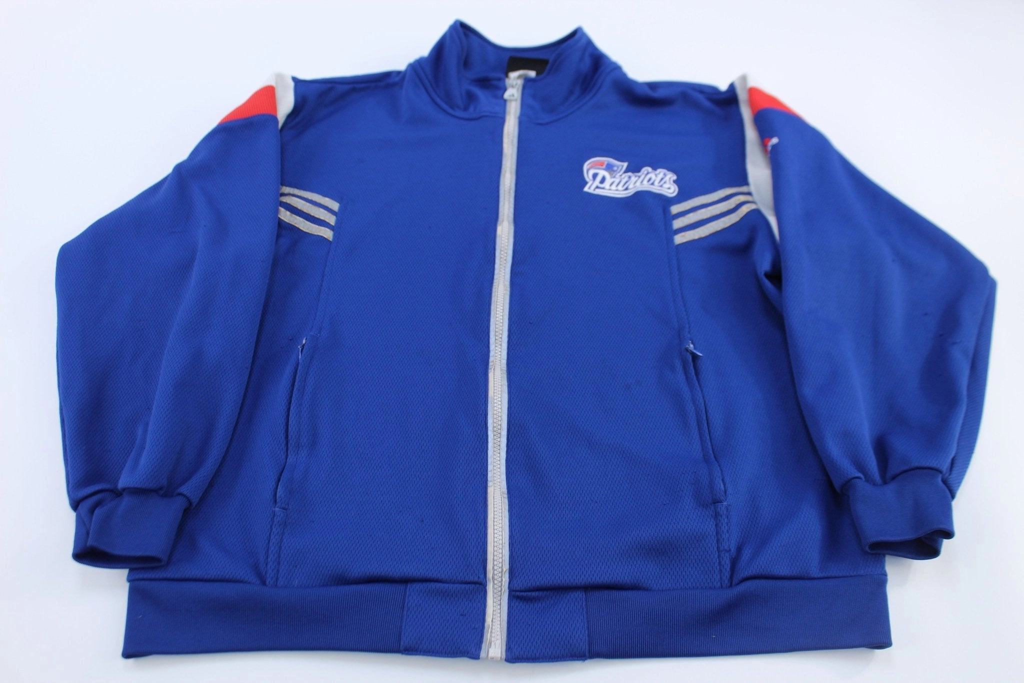Vintage Adidas Embroidered Logo New England Patriots Zip Up Jacket Rugged Layering