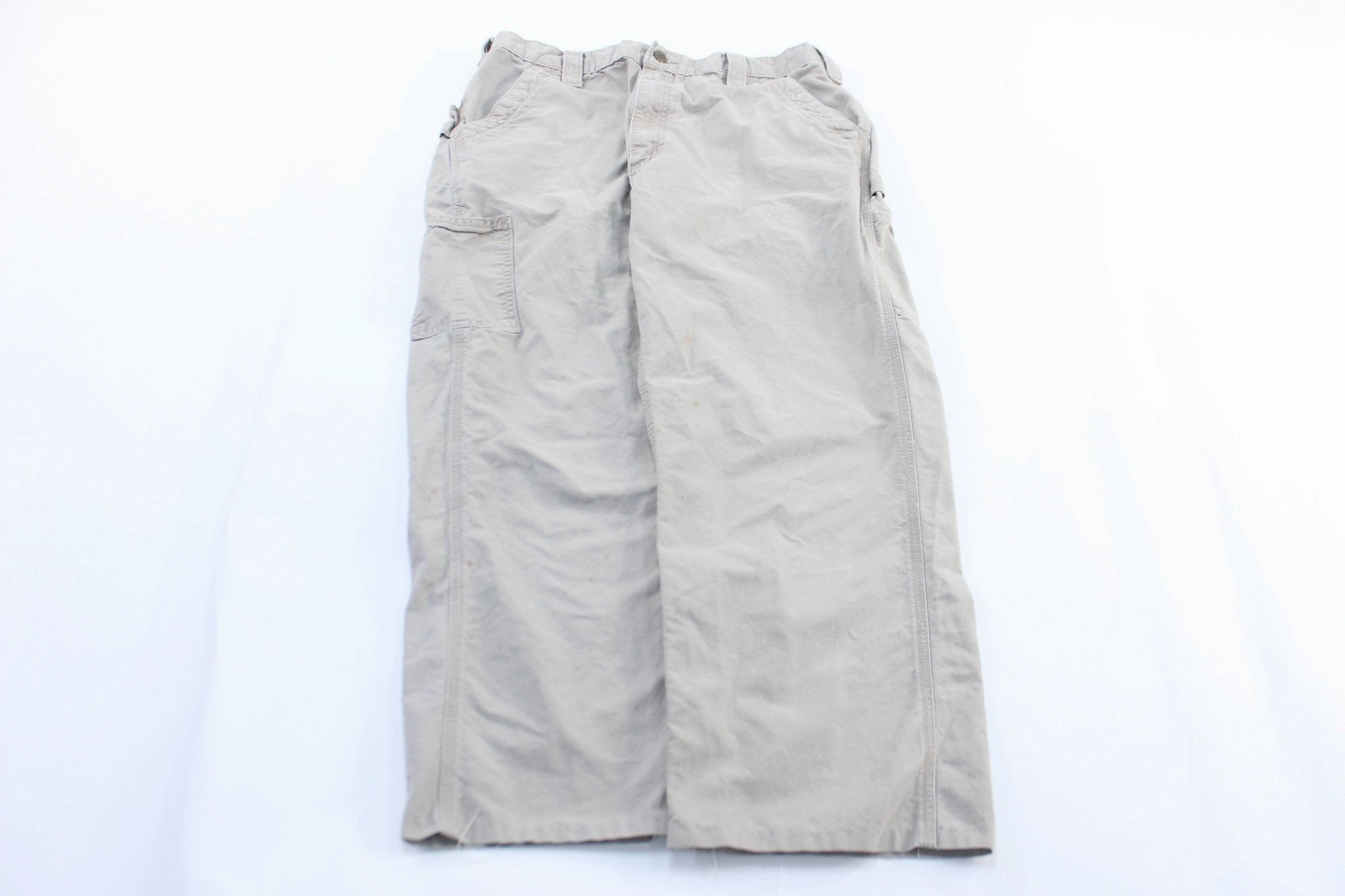 Carhartt Logo Patch Light Beige Carpenter Pants Heat Friendly Comfy Cut