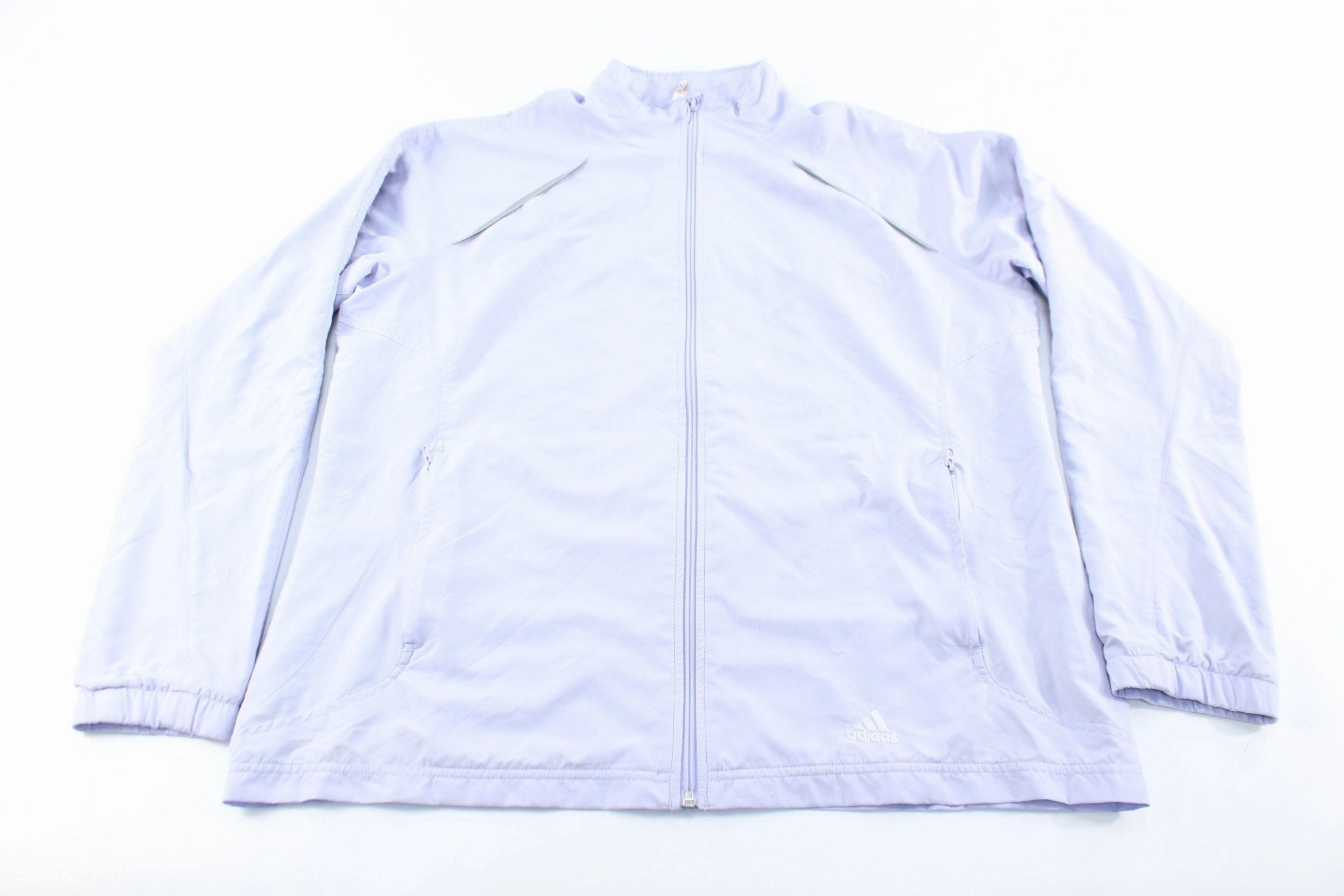 Music Women's Adidas Logo Light Purple & White Striped Zip Up Jacket