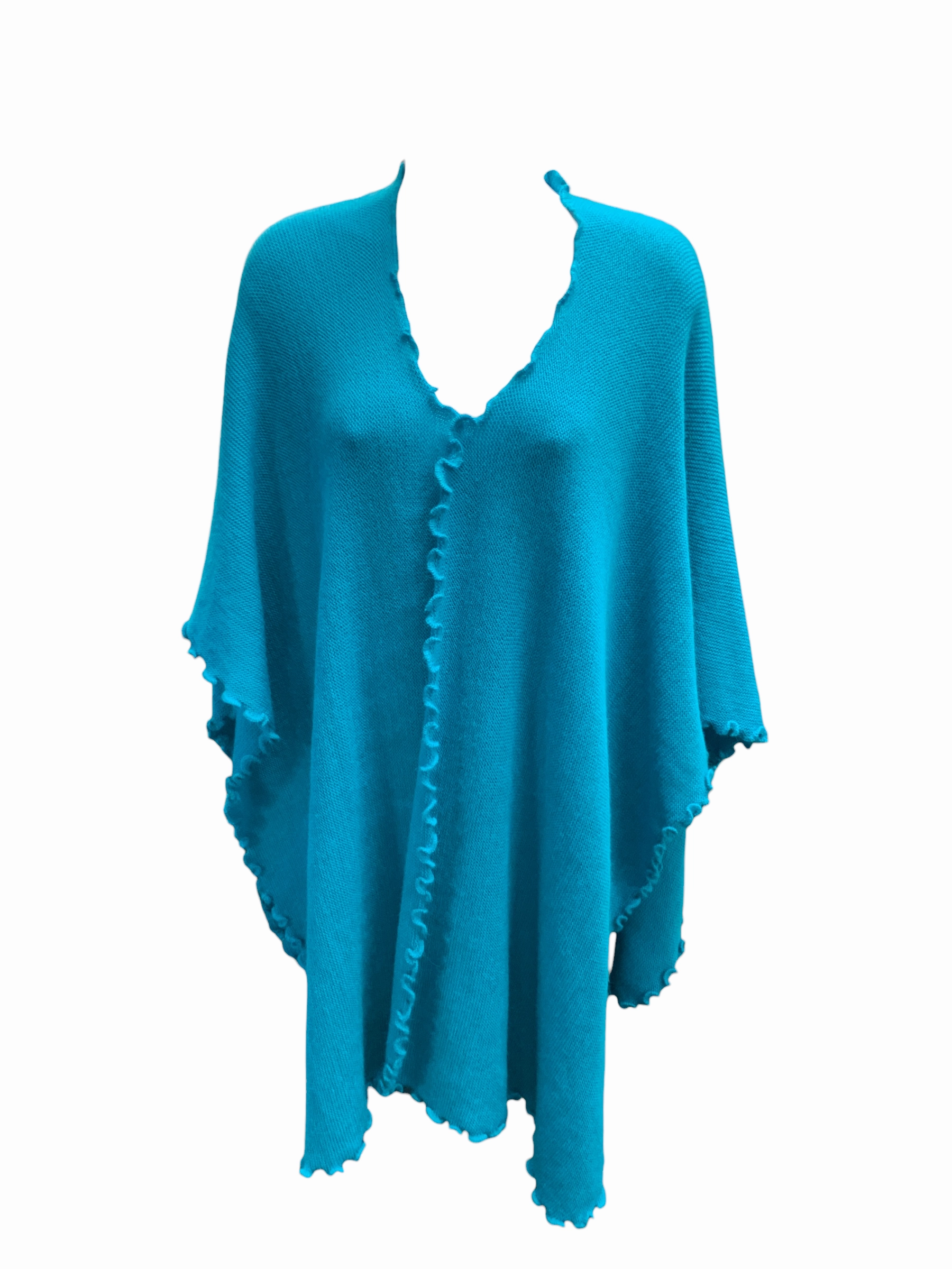 Minimalist Style Stretch waistband Fashion Forum Women's Alpaca Blend Cape Turq O/S