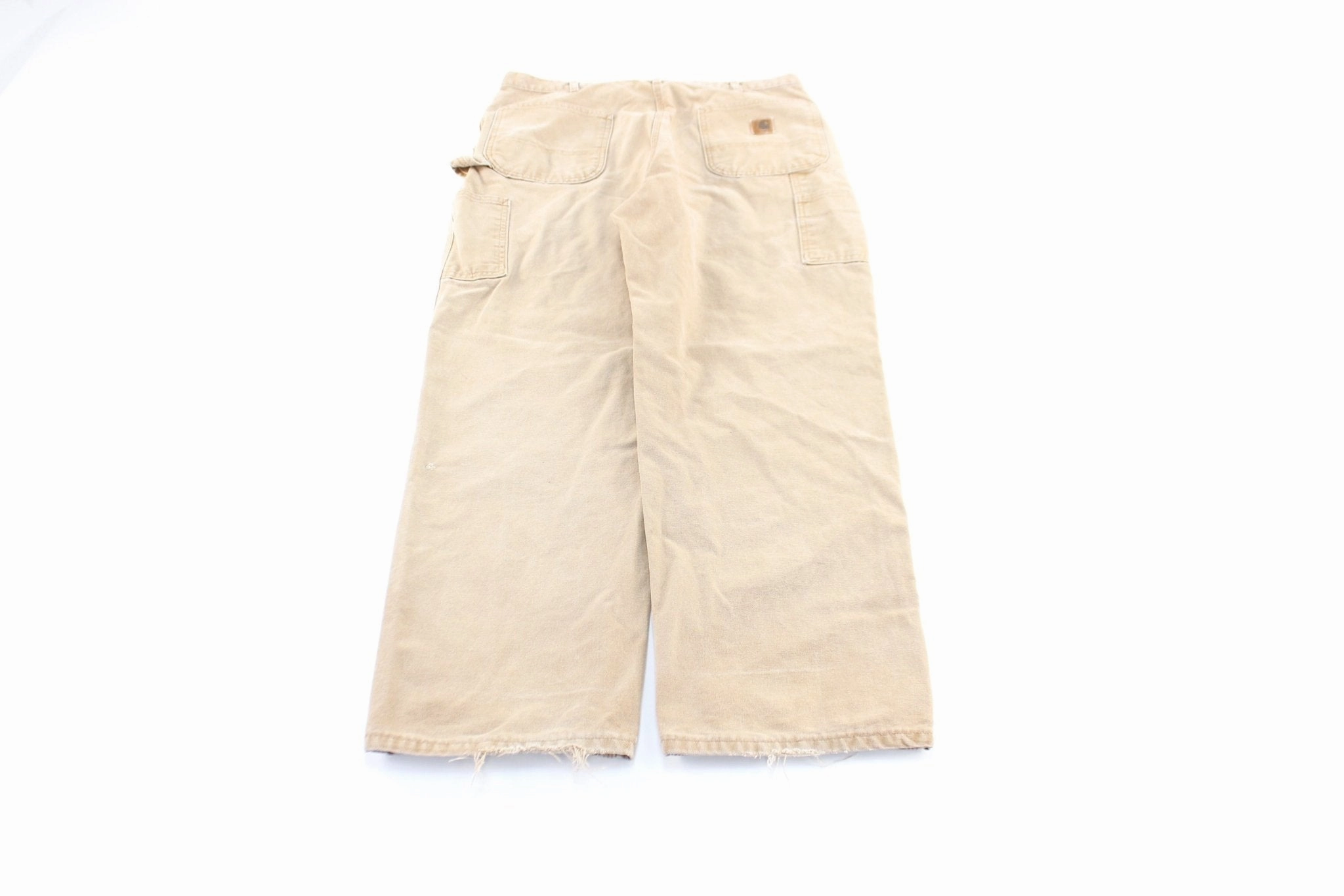 Carhartt Logo Patch Tan Workwear Pants Soft Lines Quick Wear Fit