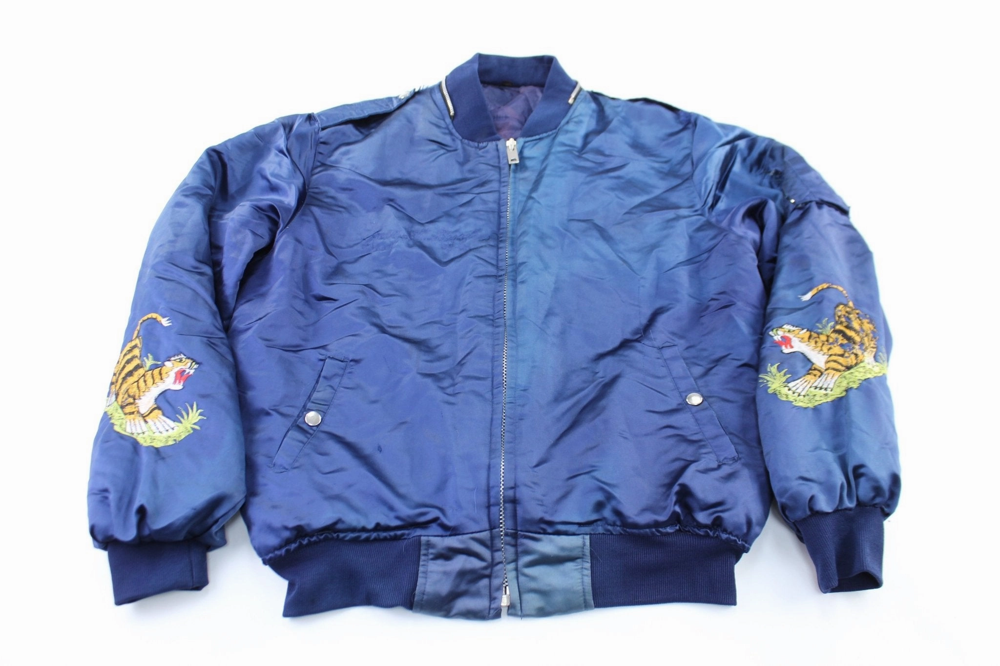 Sukajan Embroidered Tiger Souvenir Bomber Zip Up Jacket Launch Jump