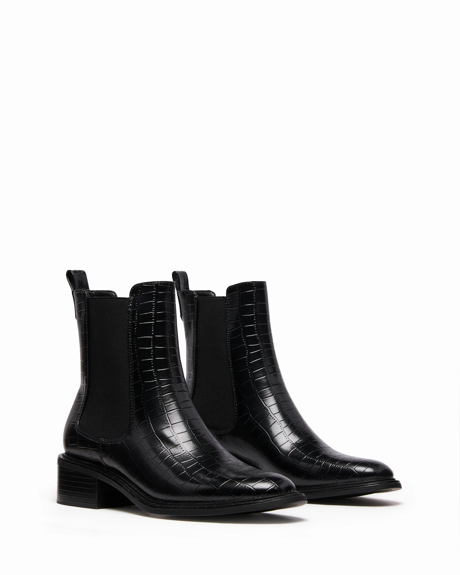Stable Ankle Boot Black Croc Practical Boots Weather Proof