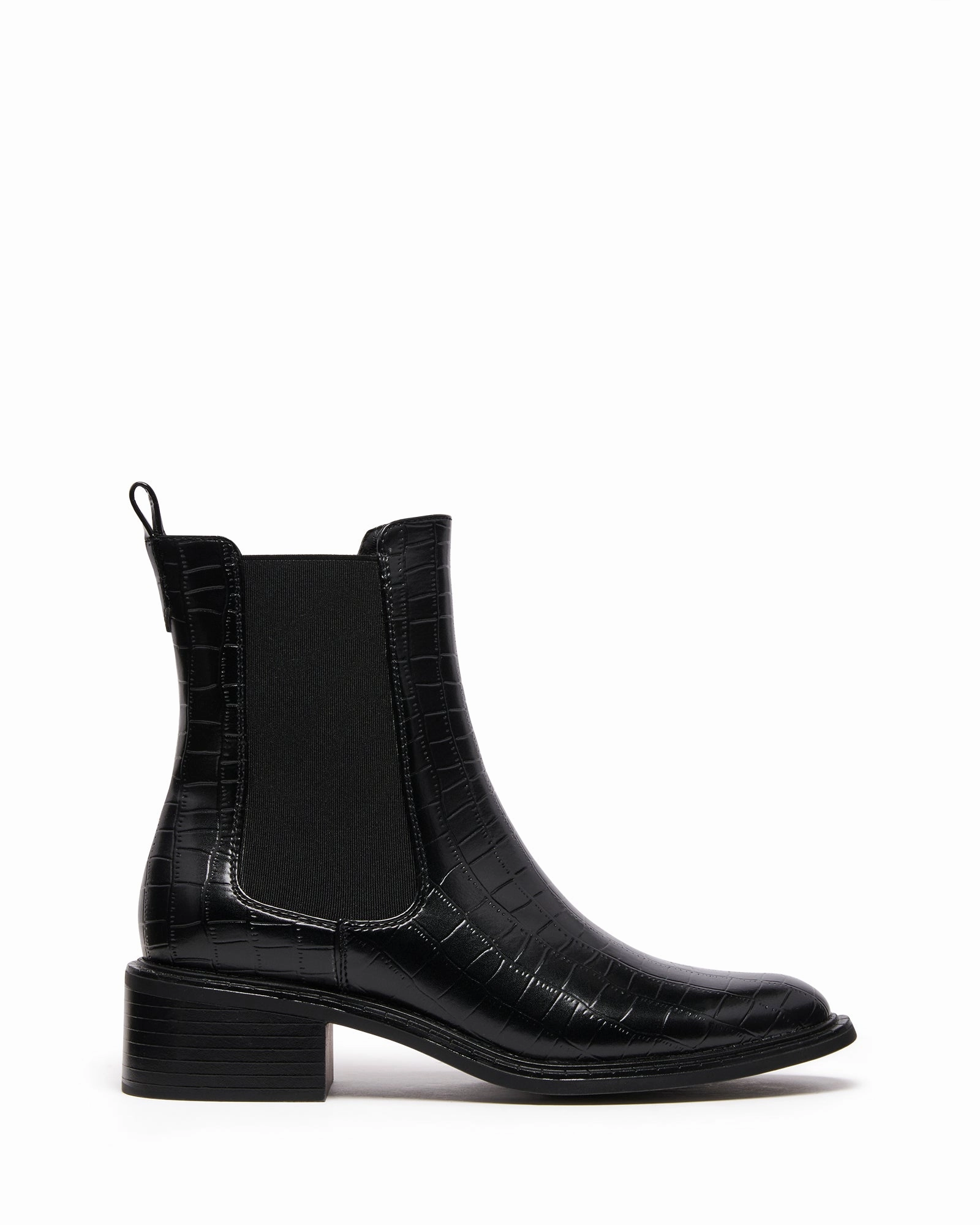 Stable Ankle Boot Black Croc Easy Walk Comfort in Action