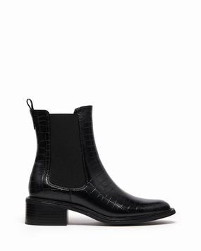 Stable Ankle Boot Black Croc Easy Walk Comfort in Action