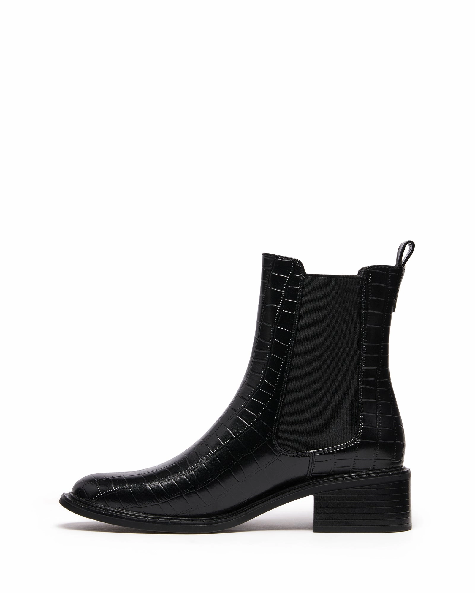 Chic Boot Style All-Purpose Comfort Stable Ankle Boot Black Croc