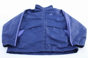 Smart Protection Women's Vintage Adidas Embroidered Logo Blue Striped Zip Up Jacket