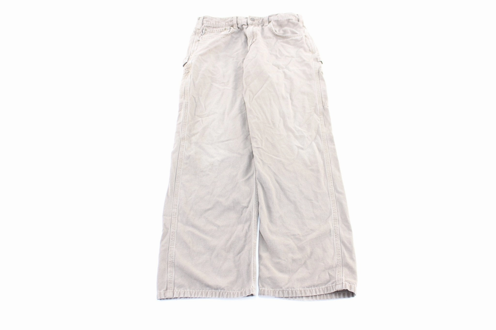 Carhartt Logo Patch Beige Carpenter Pants Casual Wear ReinforcedKnees