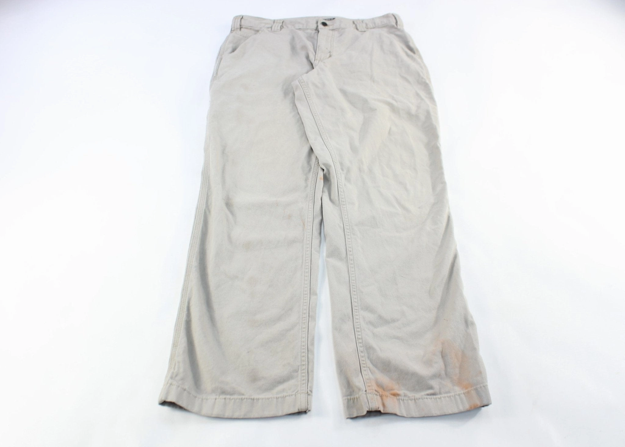 Feminine Cut RecycledPolyester Carhartt Logo Patch Beige Carpenter Pants