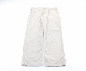 DoubleLayeredHem Carhartt Logo Patch Beige Pants