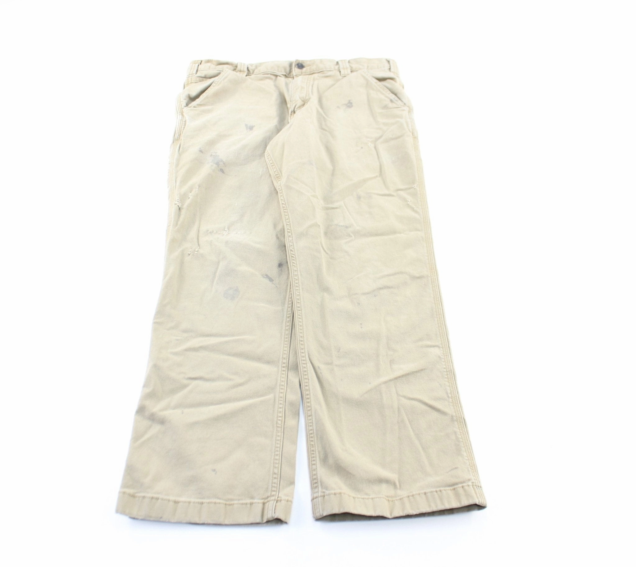 Layered Panel Design Carhartt Logo Patch Beige Pants