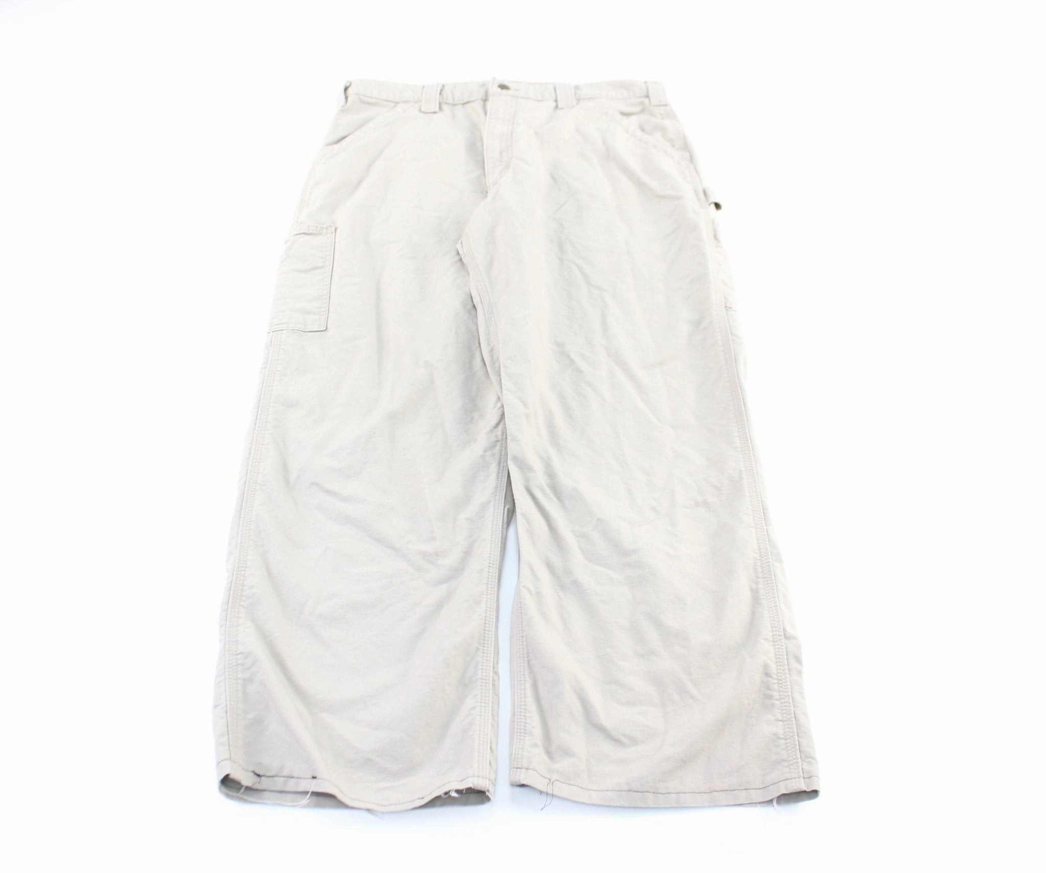 Carhartt Logo Patch Beige Workwear Pants HypoallergenicFabric Relaxed Design Wear