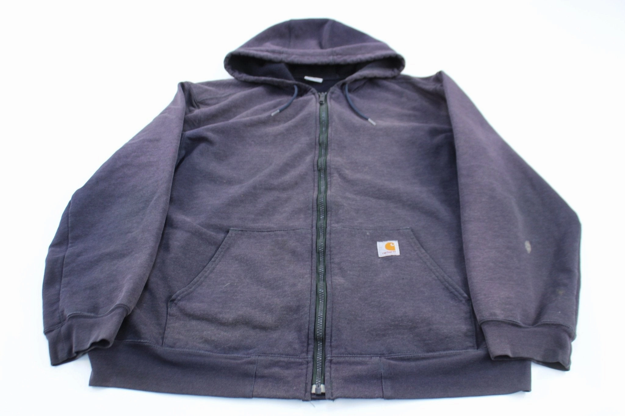 Compact Packable Carhartt Logo Patch Black Full Zip Hoodie