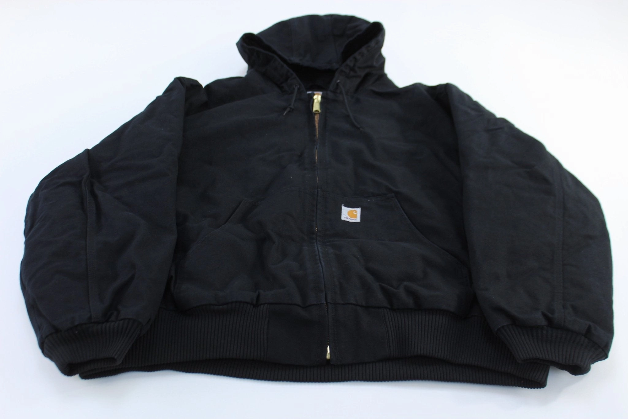 Carhartt Logo Patch Black Hooded Zip Up Jacket travel use
