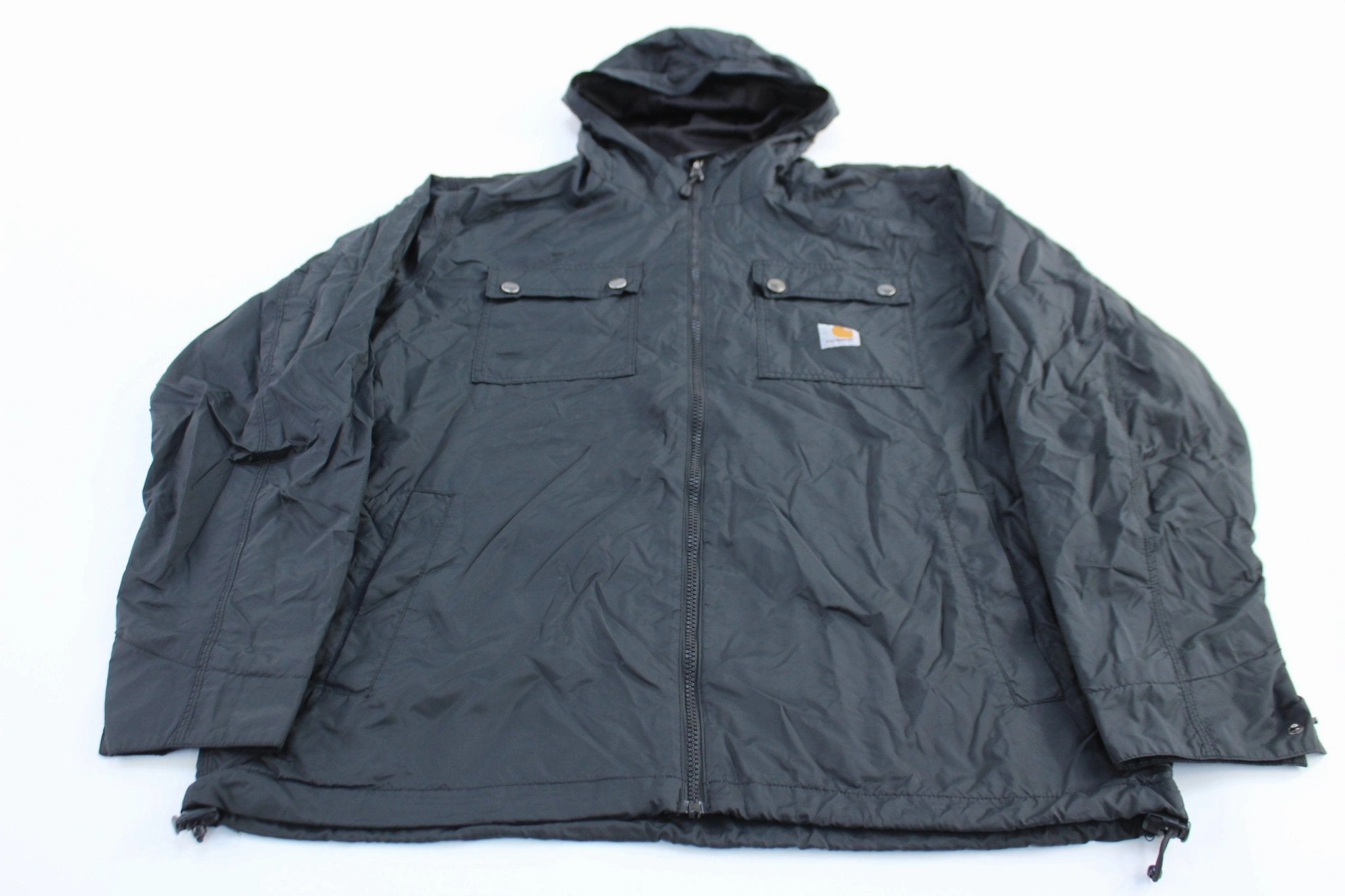 Carhartt Logo Patch Black Rockford Zip Up Jacket Chilly Wear Statement