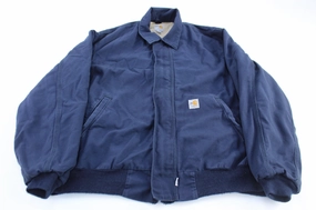 Carhartt Logo Patch Blue Flame Resistant Zip Up Jacket Declare Night Out