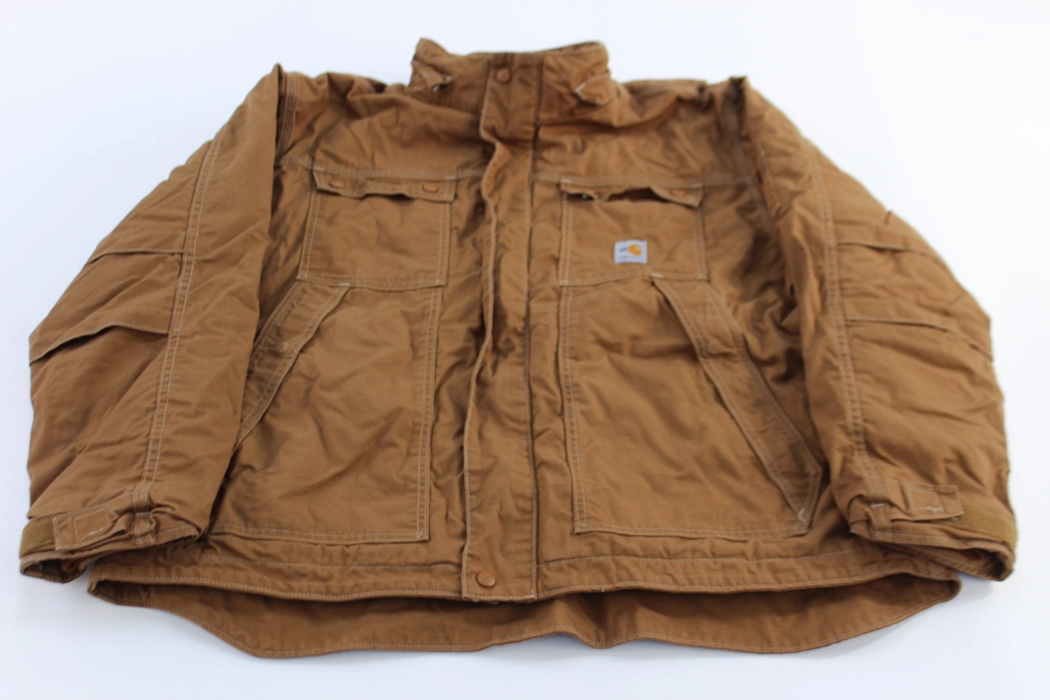 YKK Zipper Carhartt Logo Patch Brown Full Swing Flame Resistant Zip Up Jacket