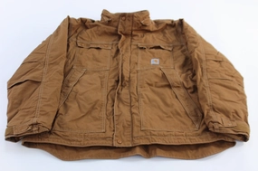 YKK Zipper Carhartt Logo Patch Brown Full Swing Flame Resistant Zip Up Jacket