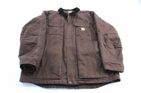 Ventilated Back Panel Necklace Carhartt Logo Patch Brown Full Swing Zip Up Jacket