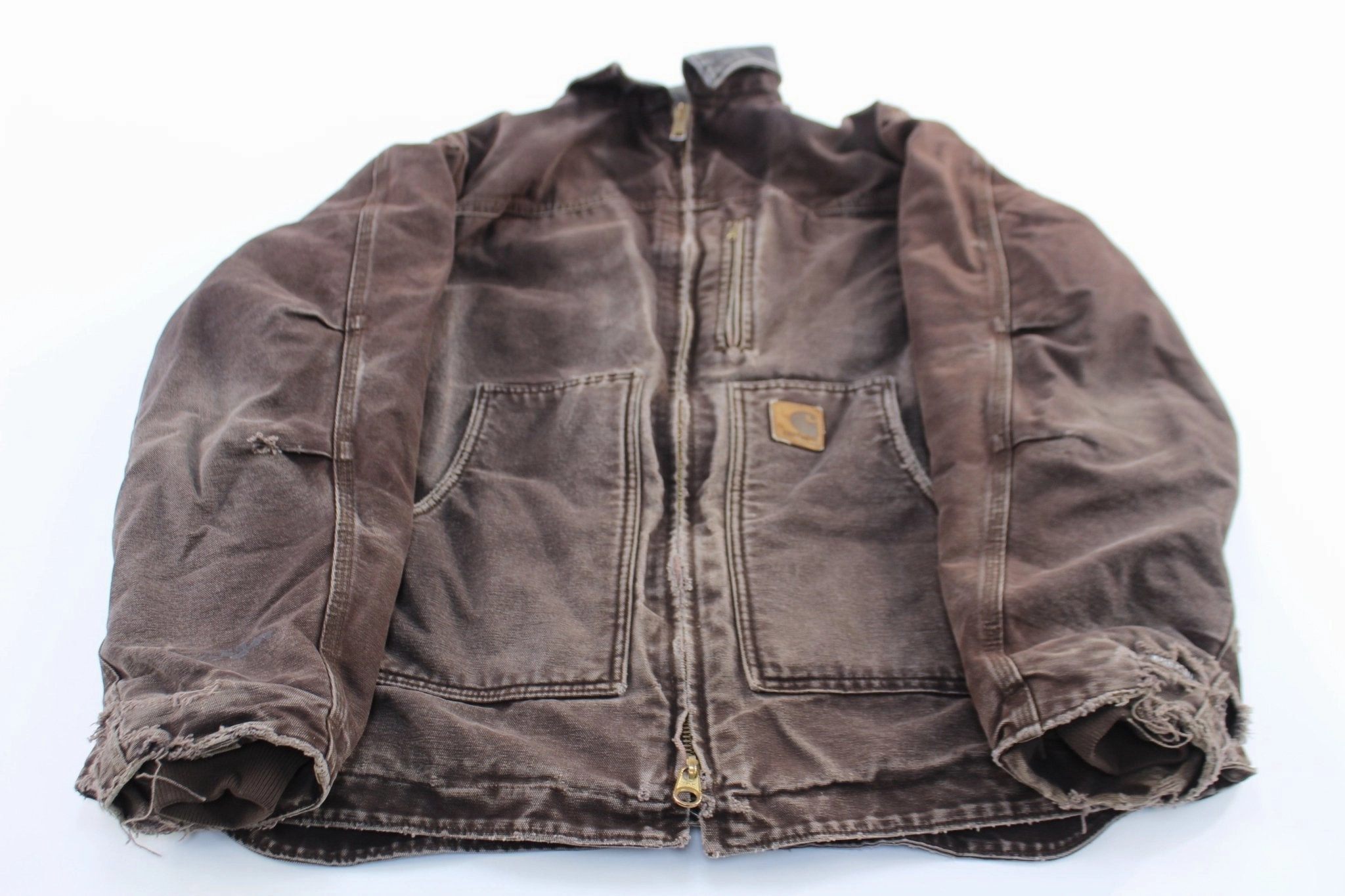 work commute Sanction Carhartt Logo Patch Brown Sandstone Ridge Brown Jacket