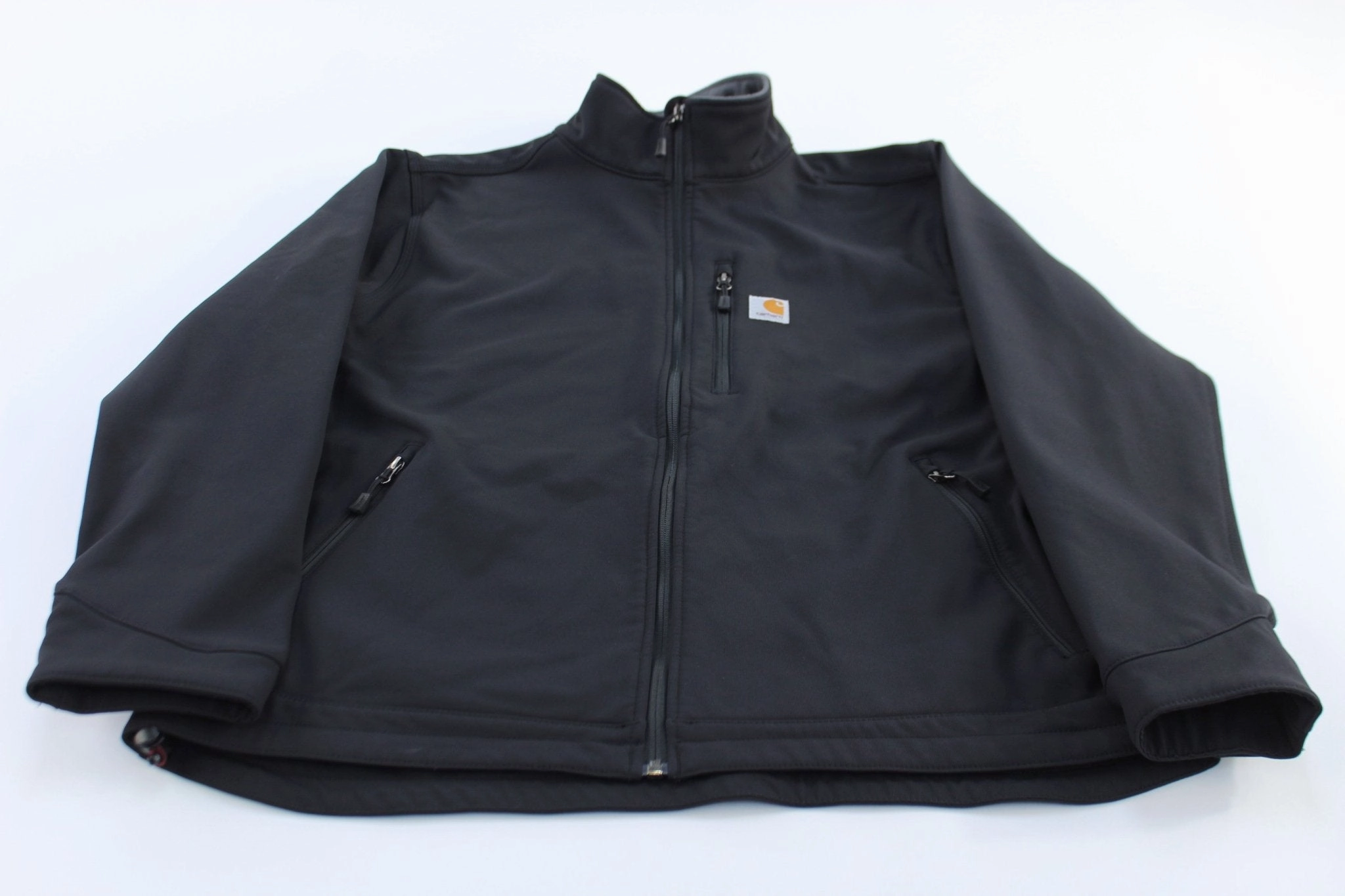 Stylish Design Breathable Lining Carhartt Logo Patch Crowley Black Shell Zip Up Jacket
