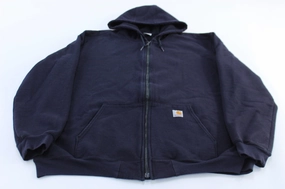 Carhartt Logo Patch Dark Blue Full Zip Hoodie fitted fit