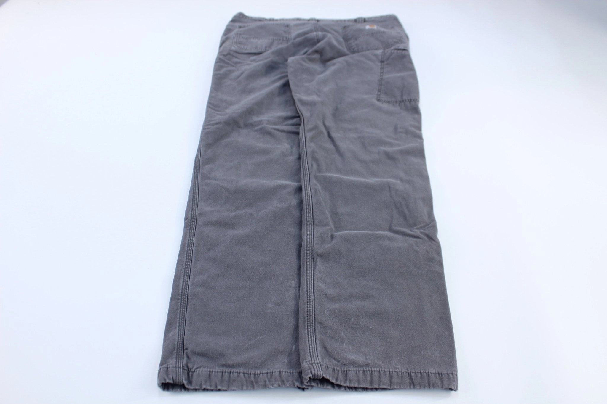 Carhartt Logo Patch Flannel Lined Grey Relaxed Fit Pants AllDayCompression