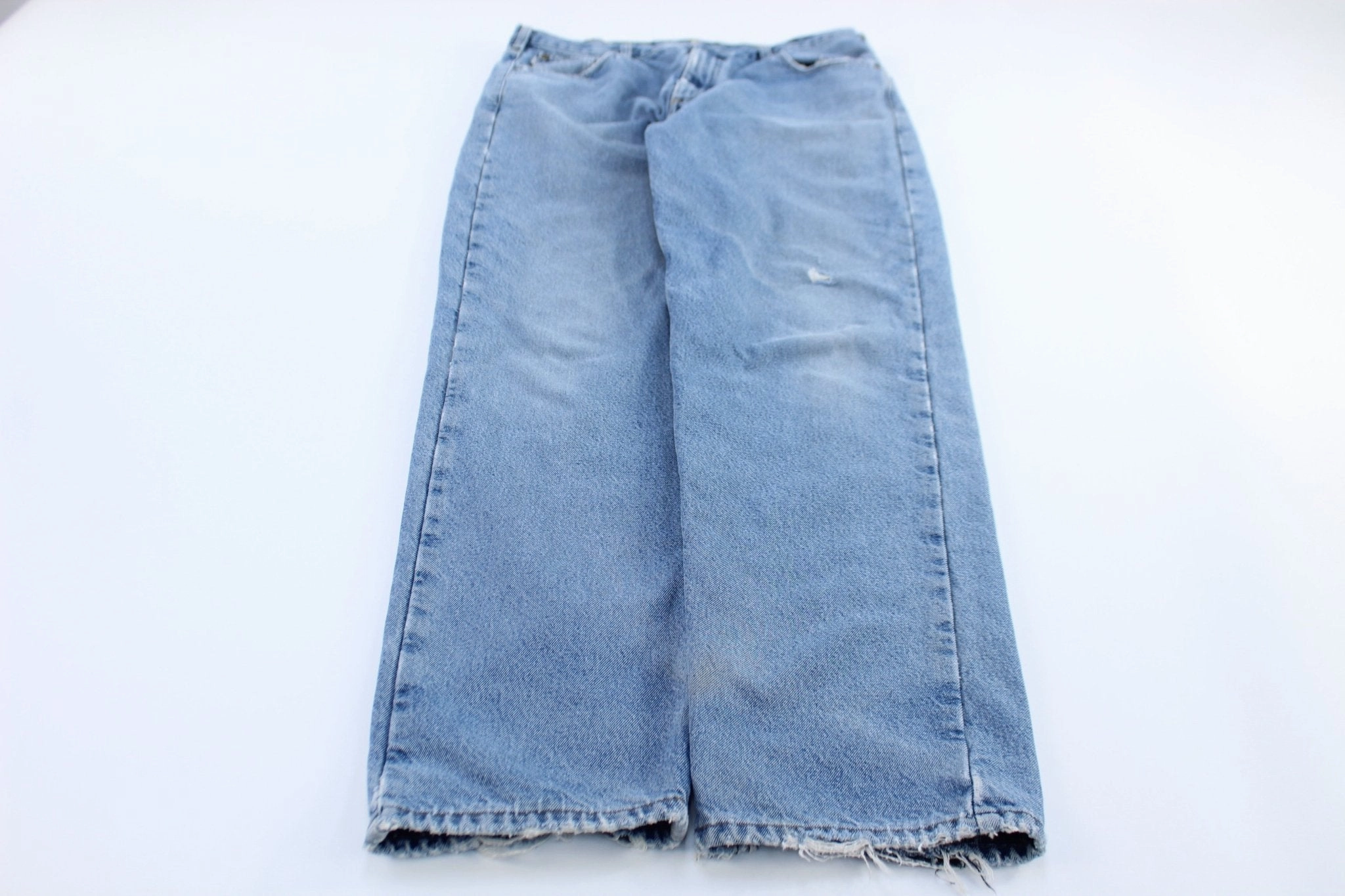 Carhartt Logo Patch Flannel Lined Relaxed Fit Denim Jeans Sport Ready Fit Soft Stretch