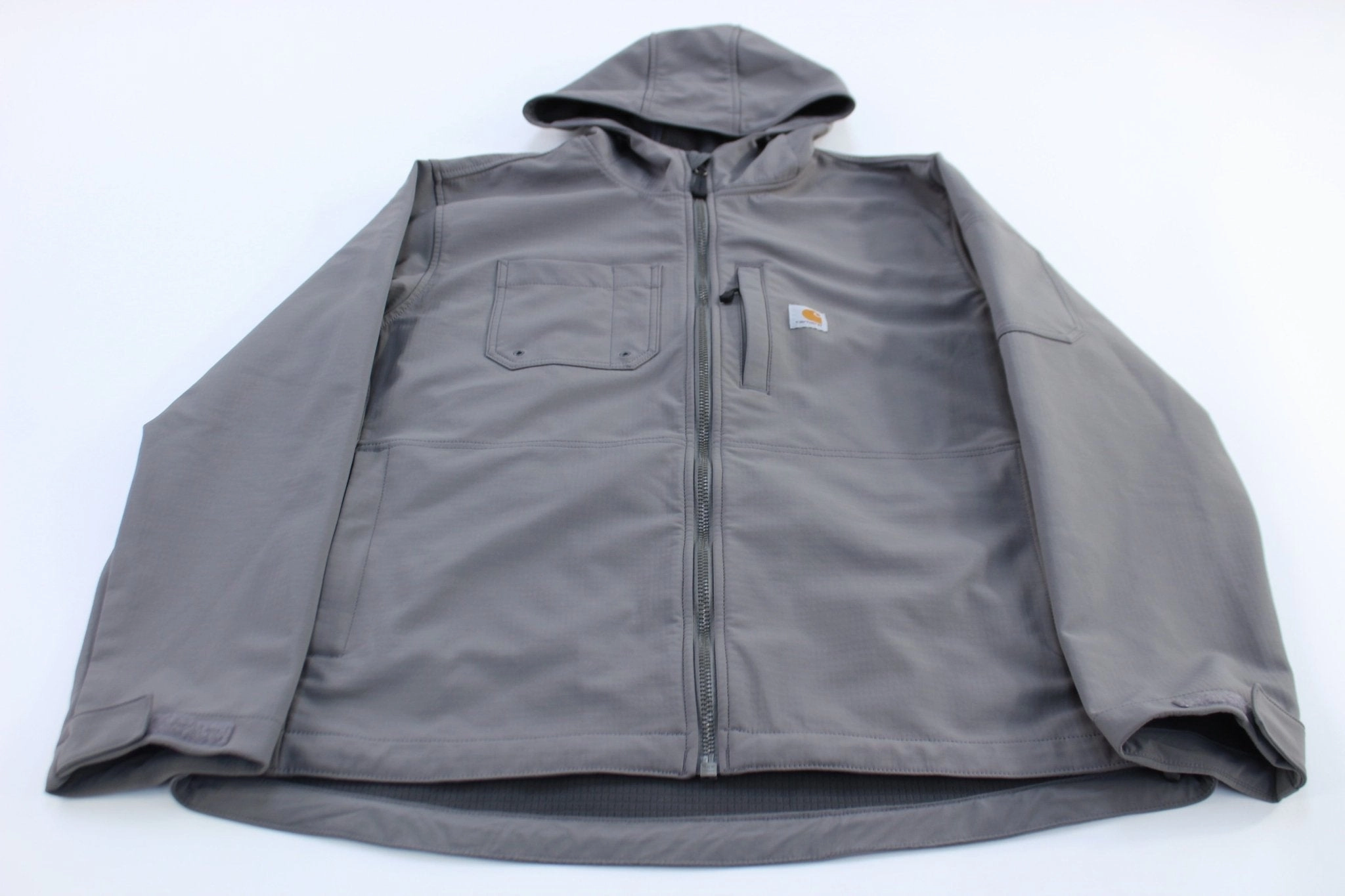 Carhartt Logo Patch Grey Rain Defender Shell Zip Up Jacket Ceremony Donate