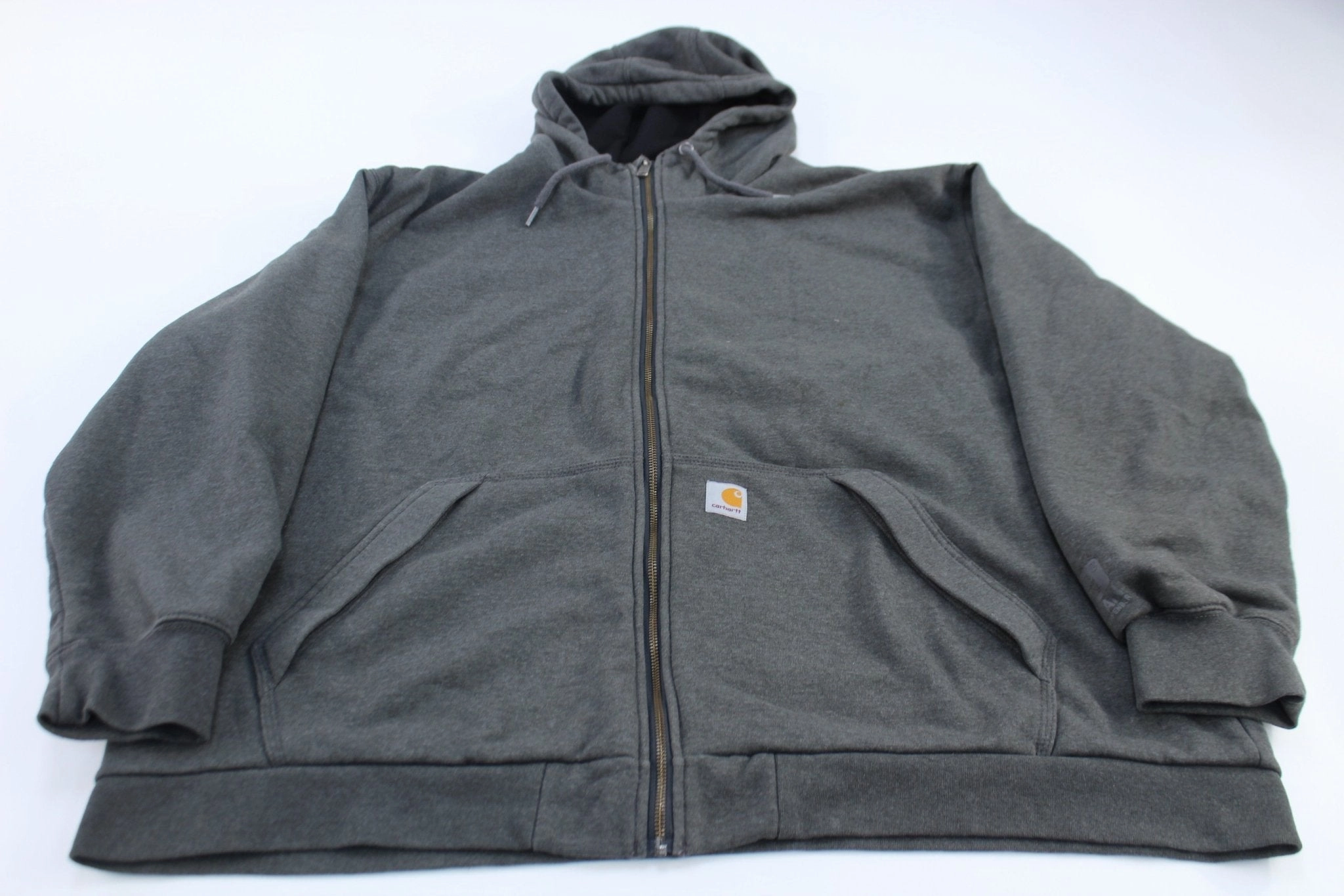 Carhartt Logo Patch Grey Thermal Lined Zip Up Hoodie men Hooded Version