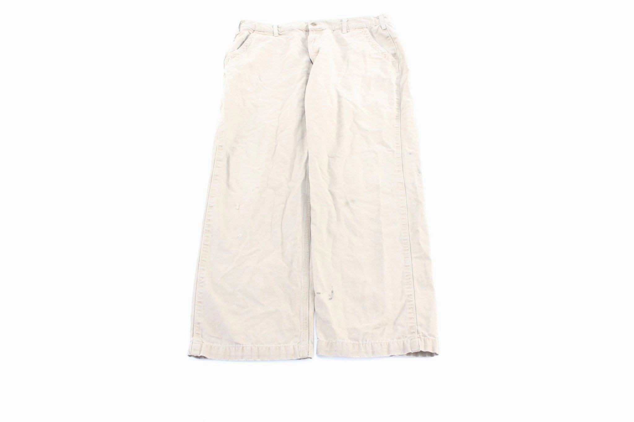 Sleek Waist Sporty Style Carhartt Logo Patch Light Beige Carpenter Pants