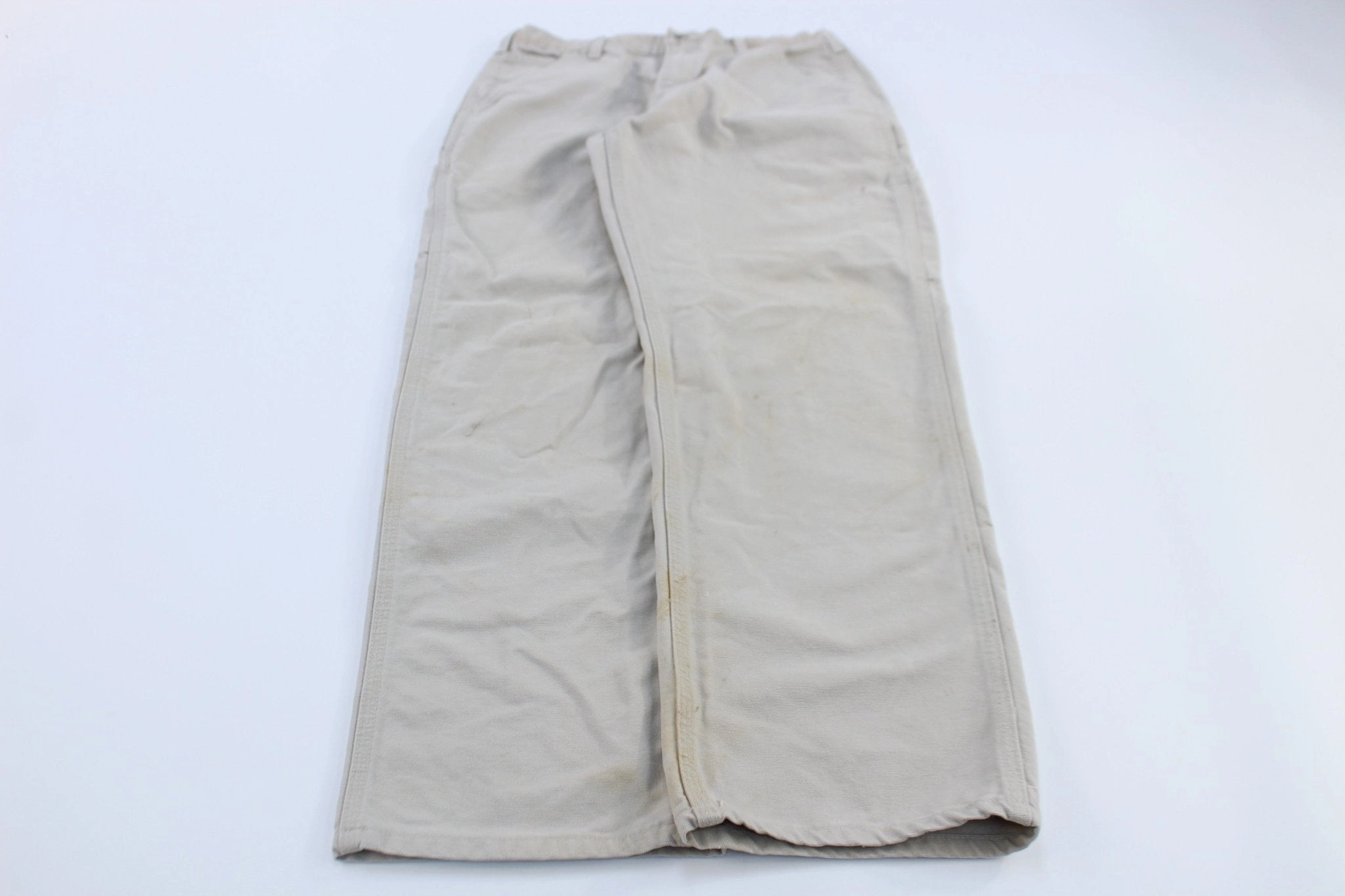 Warm design Flattering Cut Carhartt Logo Patch Light Khaki Carpenter Pants