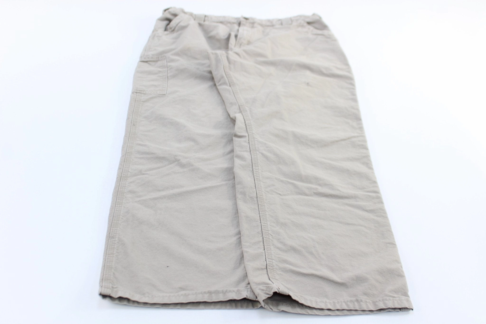 Carhartt Logo Patch Light Khaki Original Dunagree Carpenter Pants Blackout fabric