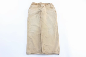 Carhartt Logo Patch Light Tan Carpenter Pants CompressionFitFabric Minimalist Design