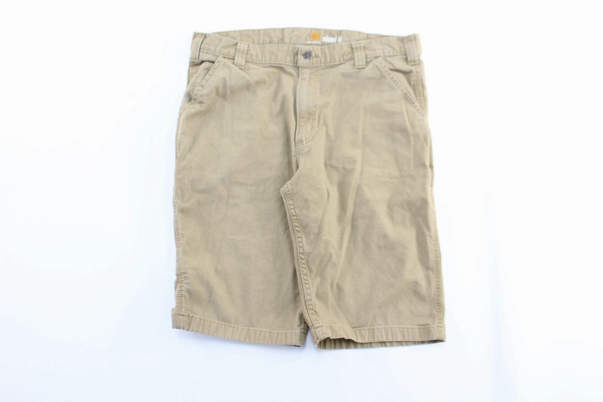 Easy Access Carhartt Logo Patch Light Tan Relaxed Fit Shorts