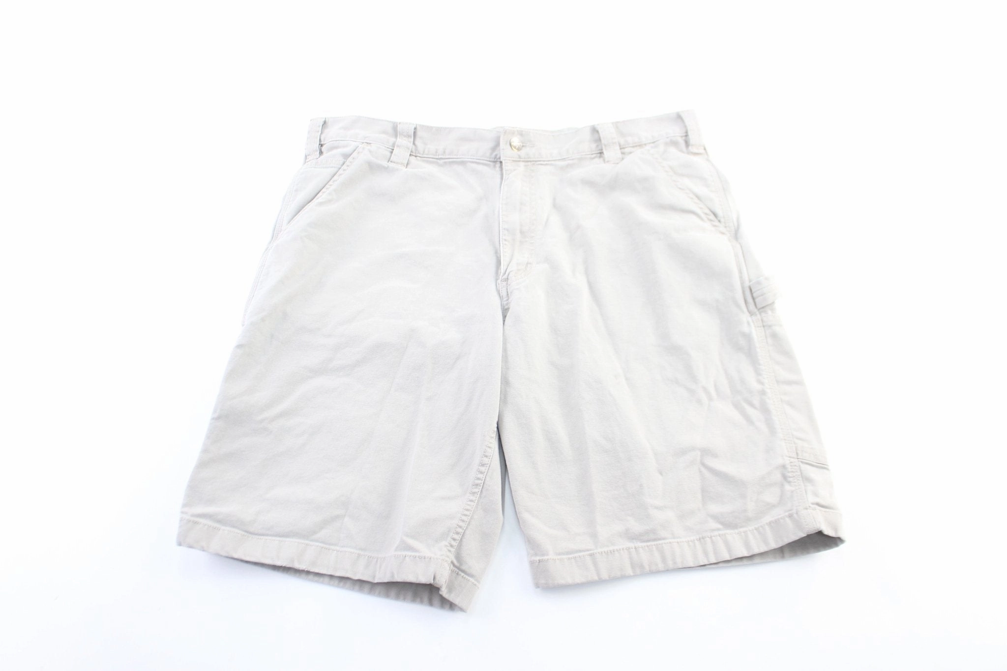 Carhartt Logo Patch Off White Carpenter Shorts Light Wear Fit