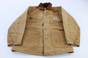 Carhartt Logo Patch Tan Blanket Lined Chore Jacket Charm Autumn