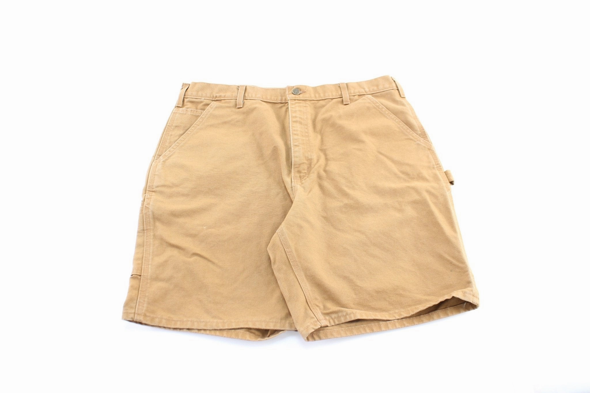 Adjustable drawstring Carhartt Logo Patch Tan Carpenter Shorts