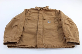 suitable for modeling Carhartt Logo Patch Tan Flame Resistant Traditional Zip Up Jacket