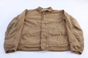 non adjustable Weather Guard Gear Carhartt Logo Patch Tan Flame Resistant Zip Up Jacket