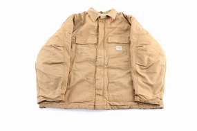 Carhartt Logo Patch Tan Flame Resistant Zip Up Jacket OdorControl Treatment Windproof Shell