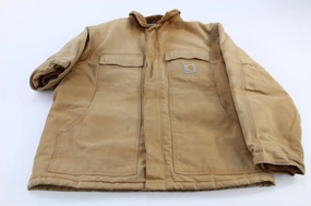 Cool Climate Carhartt Logo Patch Tan Traditional Zip Up Jacket