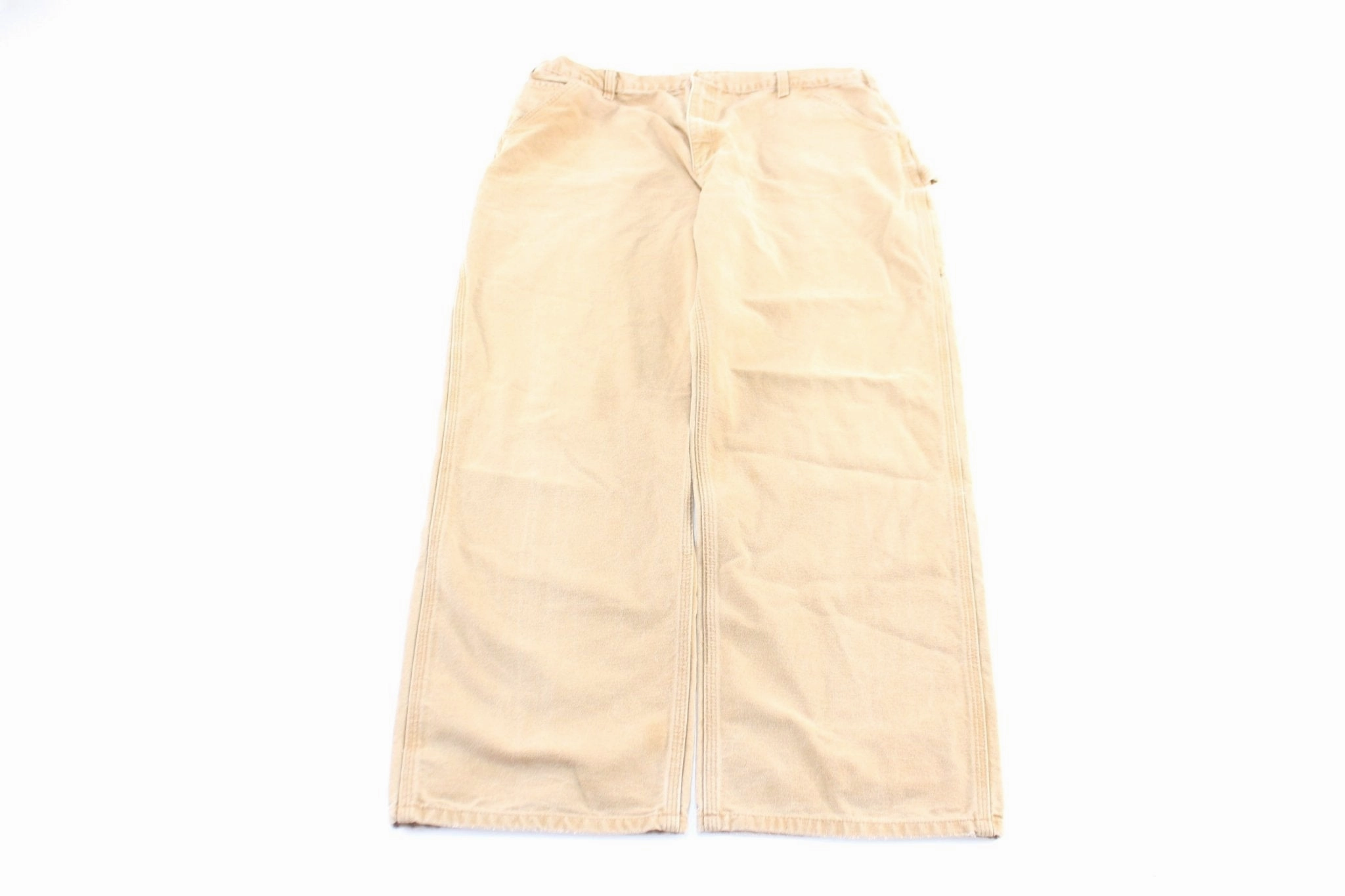 Carhartt Logo Patch Tan Workwear Pants Flexible Movement