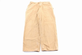 ElasticWaist Fashionable Design Carhartt Logo Patch Tan Workwear Pants